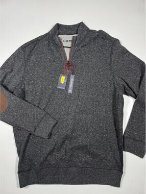 Cremieux Sweater XL Quarter Zip Reversible Gray Elbow Patch NWT Mens